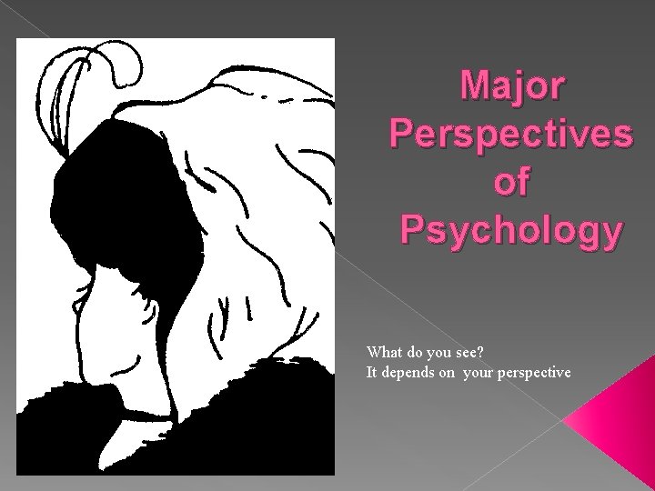 Major Perspectives of Psychology What do you see? It depends on your perspective 