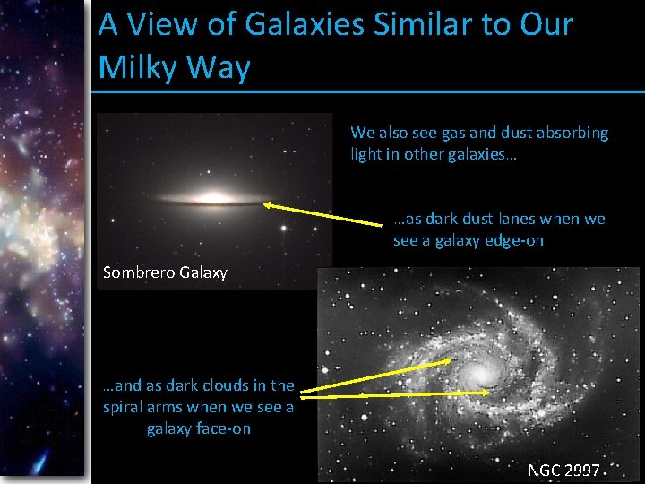 A View of Galaxies Similar to Our Milky Way We also see gas and