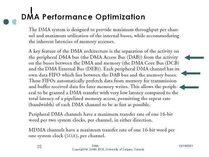 25 DMA , Copyright M. Smith, ECE, University of Calgary, Canada 12/14/2021 25 DMA , Copyright M. Smith, ECE, University of Calgary, Canada 12/14/2021