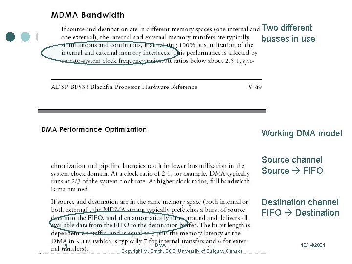Two different busses in use Working DMA model Source channel Source FIFO Destination channel Two different busses in use Working DMA model Source channel Source FIFO Destination channel