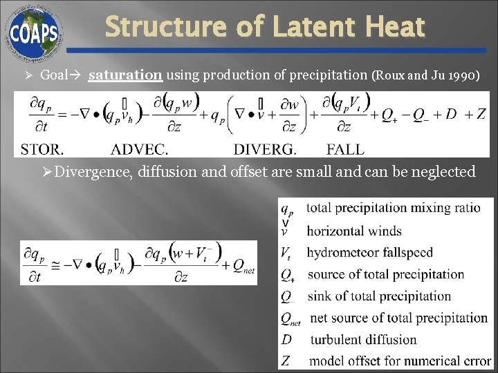 Structure of Latent Heat Ø Goal saturation using production of precipitation (Roux and Ju Structure of Latent Heat Ø Goal saturation using production of precipitation (Roux and Ju