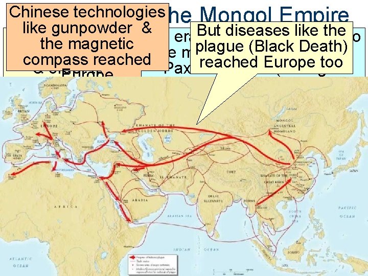 Chinese technologies The Impact of the Mongol Empire like gunpowder & But diseases like