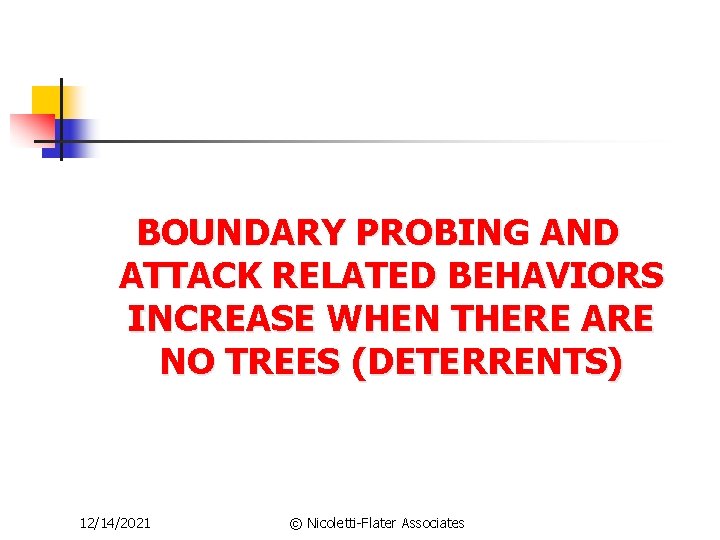 BOUNDARY PROBING AND ATTACK RELATED BEHAVIORS INCREASE WHEN THERE ARE NO TREES (DETERRENTS) 12/14/2021