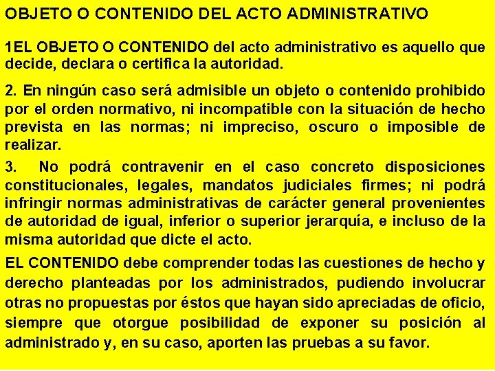 OBJETO O CONTENIDO DEL ACTO ADMINISTRATIVO 1 EL OBJETO O CONTENIDO del acto administrativo