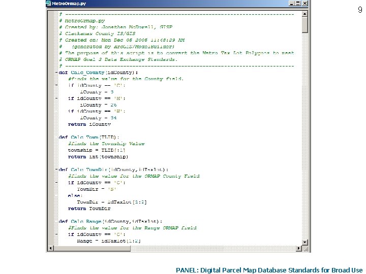 9 PANEL: Digital Parcel Map Database Standards for Broad Use 
