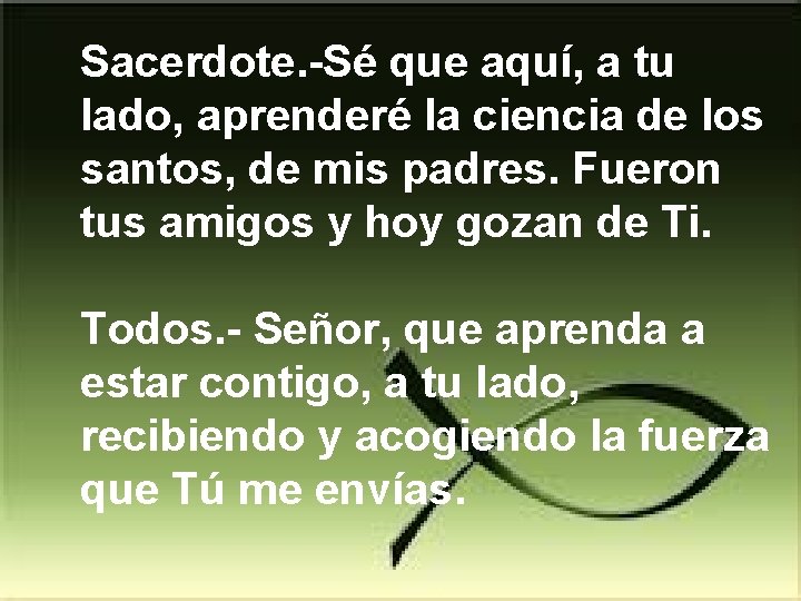 Sacerdote. -Sé que aquí, a tu lado, aprenderé la ciencia de los santos, de