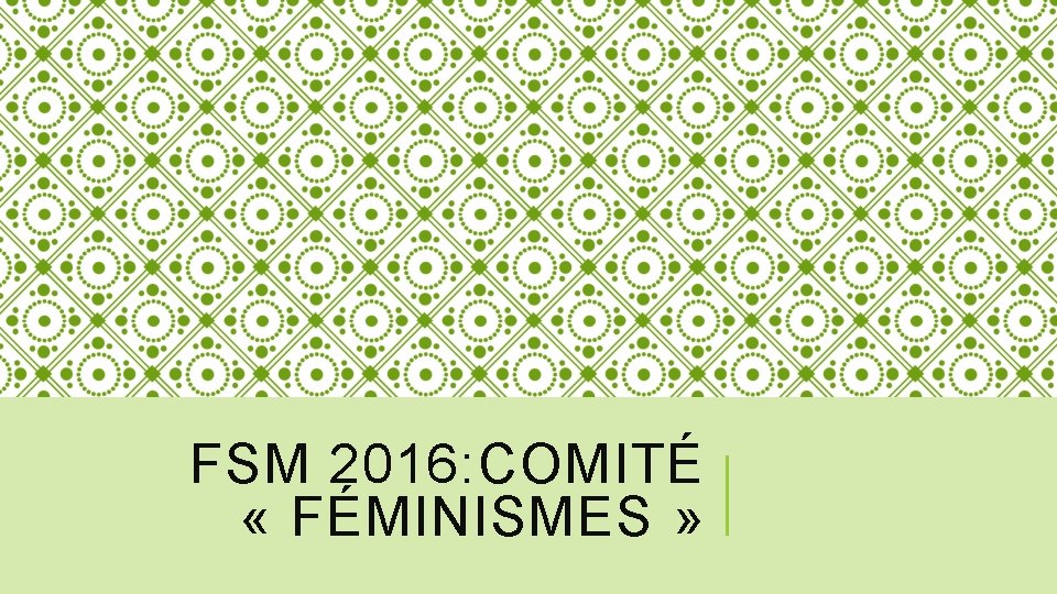 FSM 2016: COMITÉ « FÉMINISMES » 