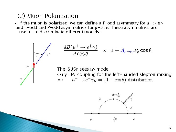 (2) Muon Polarization • If the muon is polarized, we can define a P-odd