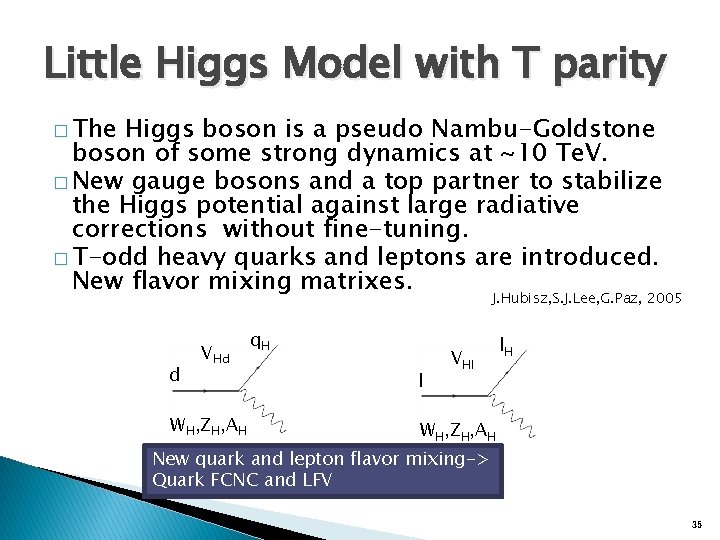 Little Higgs Model with T parity � The Higgs boson is a pseudo Nambu-Goldstone