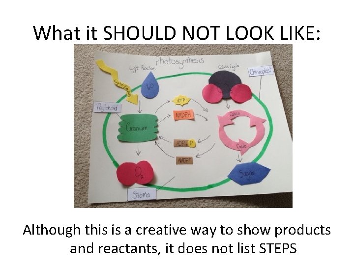 What it SHOULD NOT LOOK LIKE: Although this is a creative way to show