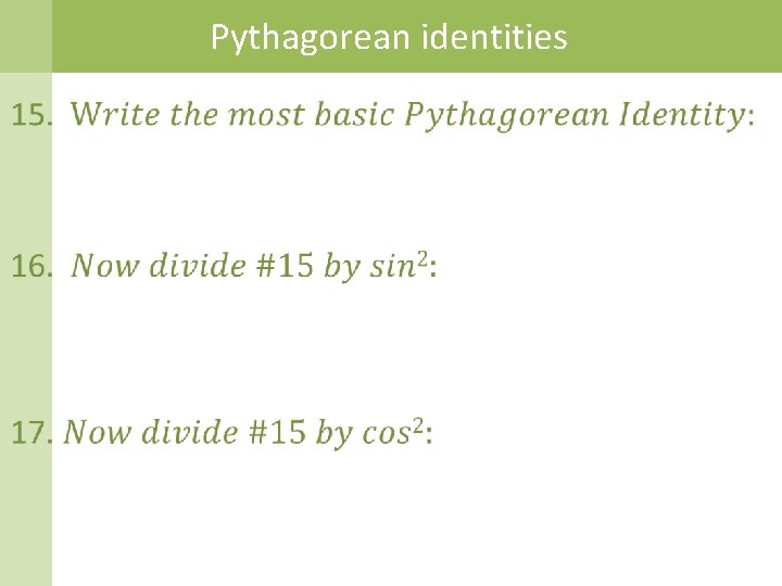 Pythagorean identities 
