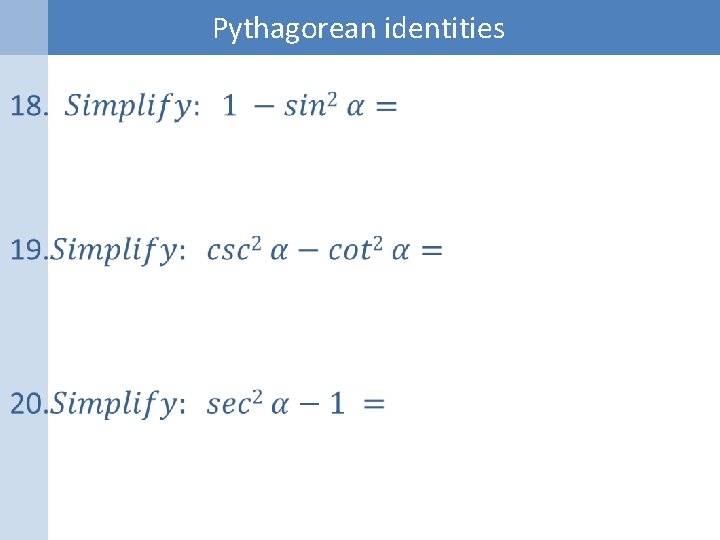 Pythagorean identities 