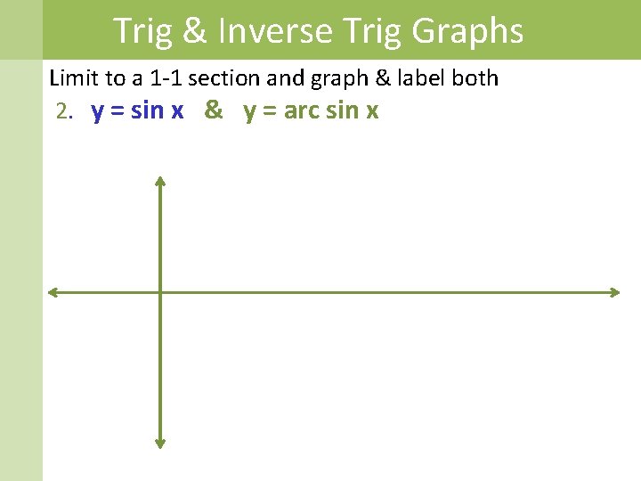 Trig & Inverse Trig Graphs Limit to a 1 -1 section and graph &