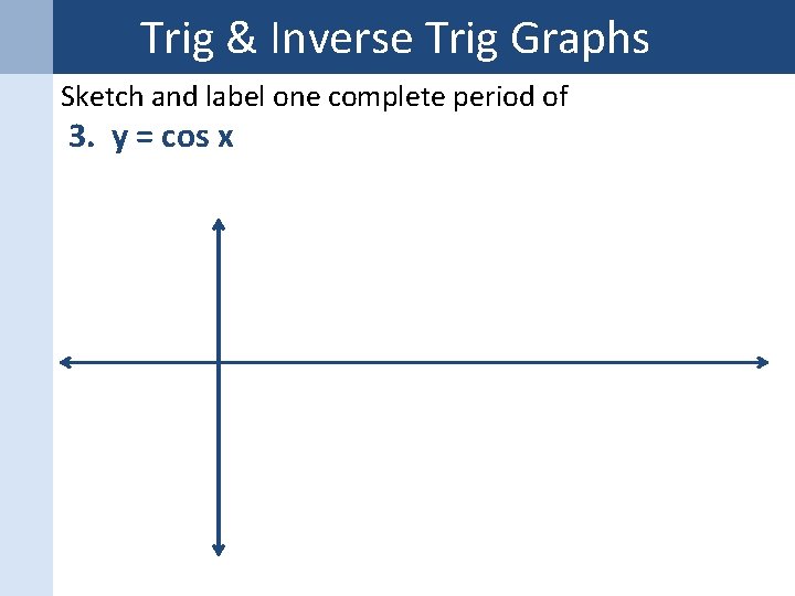 Trig & Inverse Trig Graphs Sketch and label one complete period of 3. y