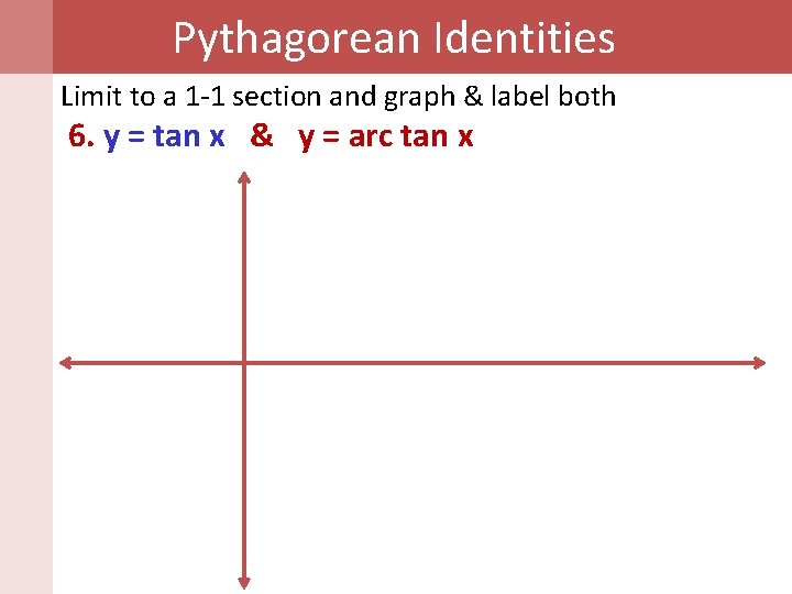 Pythagorean Identities Limit to a 1 -1 section and graph & label both 6.