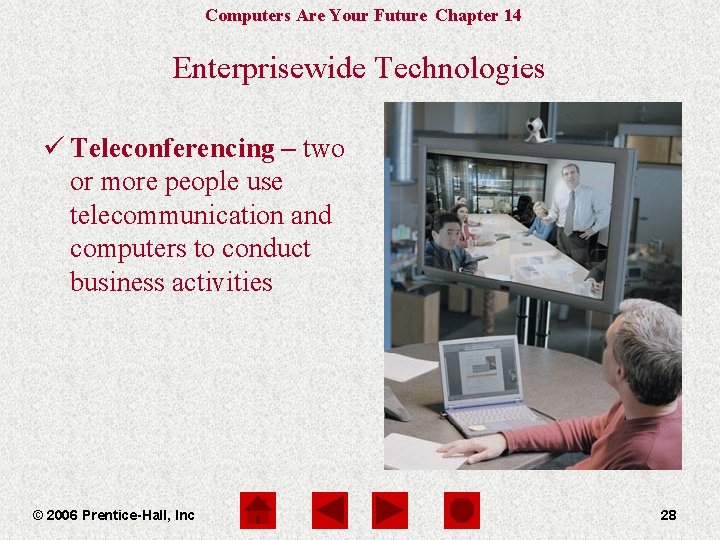 Computers Are Your Future Chapter 14 Enterprisewide Technologies ü Teleconferencing – two or more