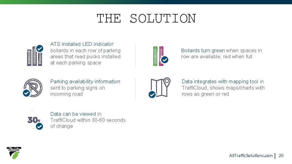 THE SOLUTION ATS installed LED indicator bollards in each row of parking areas that THE SOLUTION ATS installed LED indicator bollards in each row of parking areas that
