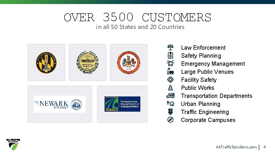 OVER 3500 CUSTOMERS in all 50 States and 20 Countries Law Enforcement Safety Planning