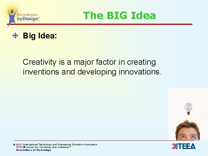The BIG Idea Big Idea: Creativity is a major factor in creating inventions and