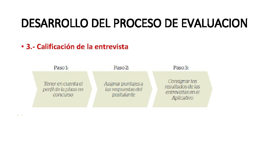 DESARROLLO DEL PROCESO DE EVALUACION • 3. - Calificación de la entrevista 