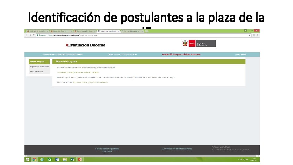 Identificación de postulantes a la plaza de la IE 