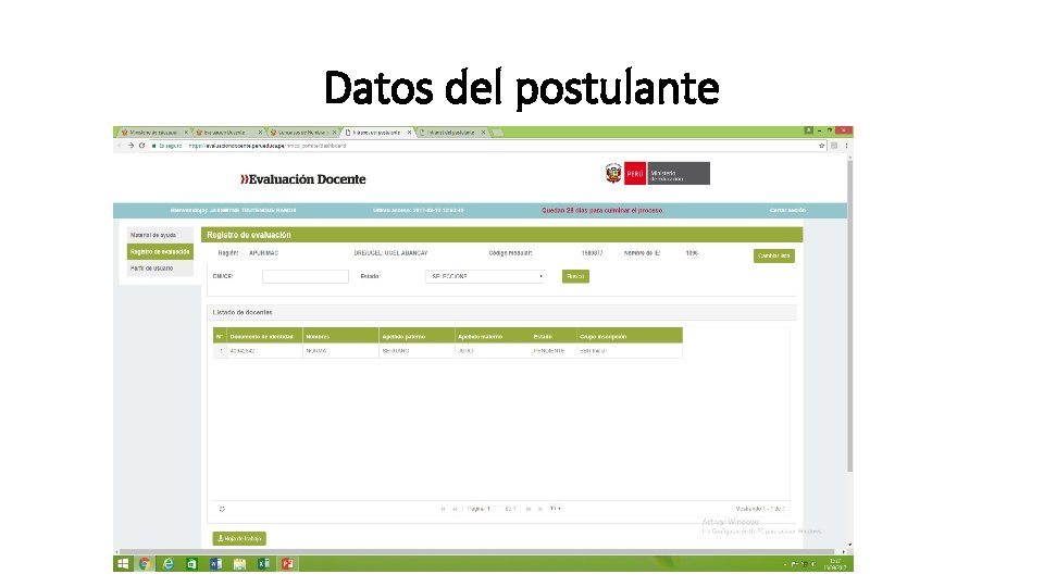 Datos del postulante 