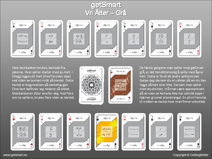 get. Smart Vri Åtter – Grå Hele kortstokken brukes, bortsett fra jokerne. Hver spiller