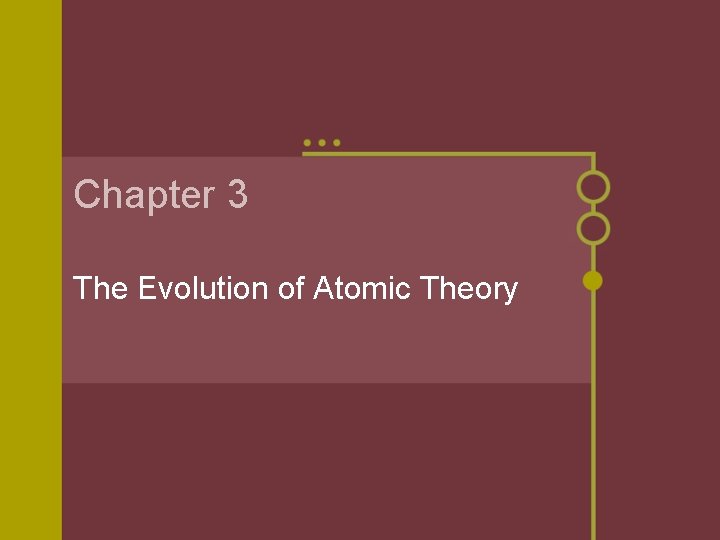 Chapter 3 The Evolution of Atomic Theory Chapter