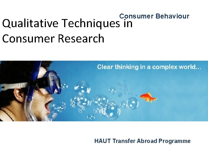 Consumer Behaviour Qualitative Techniques in Consumer Research HAUT Transfer Abroad Programme 