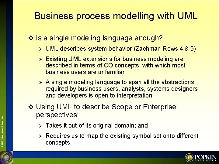 Business process modelling with UML © 2004 Popkin Software & System Inc. v Is