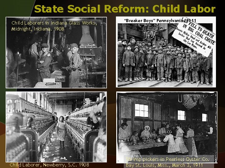 State Social Reform: Child Laborers in Indiana Glass Works, Midnight, Indiana. 1908 Child Laborer,