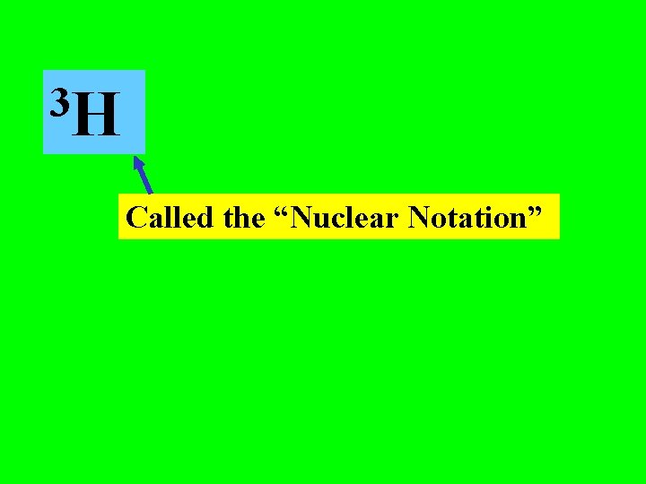 3 H Called the “Nuclear Notation” 3 H Called the “Nuclear Notation”
