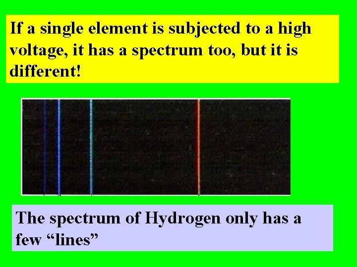 If a single element is subjected to a high voltage, it has a spectrum If a single element is subjected to a high voltage, it has a spectrum