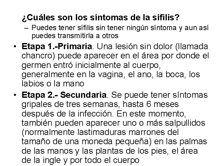 ¿Cuáles son los síntomas de la sífilis? – Puedes tener sífilis sin tener ningún