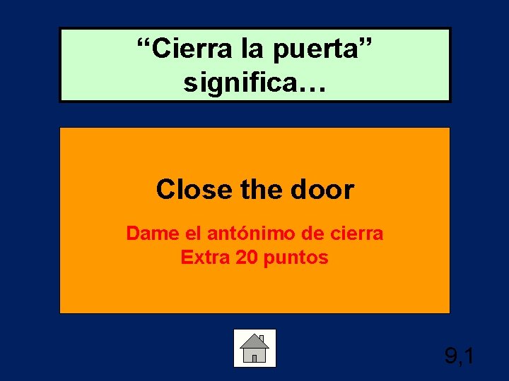 “Cierra la puerta” significa… Close the door Dame el antónimo de cierra Extra 20