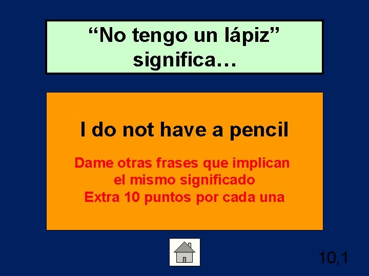 “No tengo un lápiz” significa… I do not have a pencil Dame otras frases