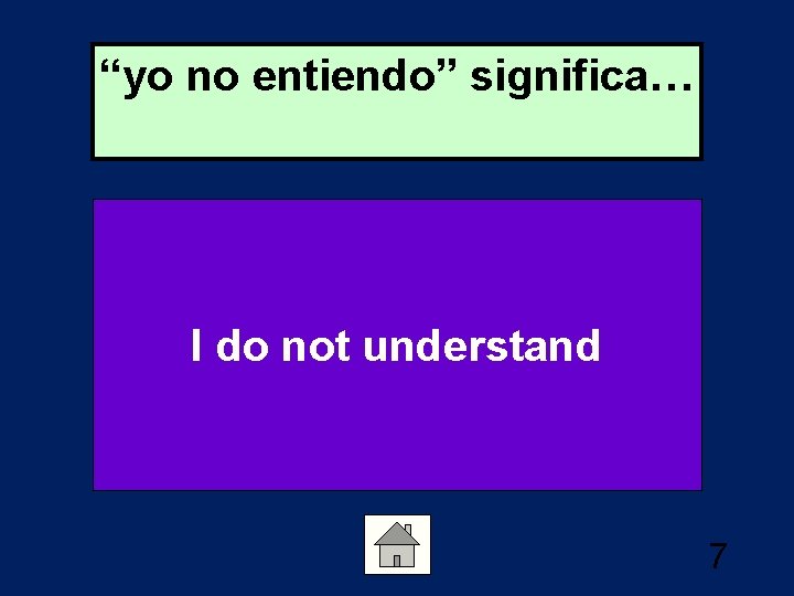 “yo no entiendo” significa… I do not understand 7 