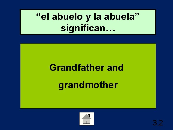 “el abuelo y la abuela” significan… Grandfather and grandmother 3, 2 