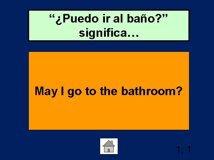 “¿Puedo ir al baño? ” significa… May I go to the bathroom? 1, 1