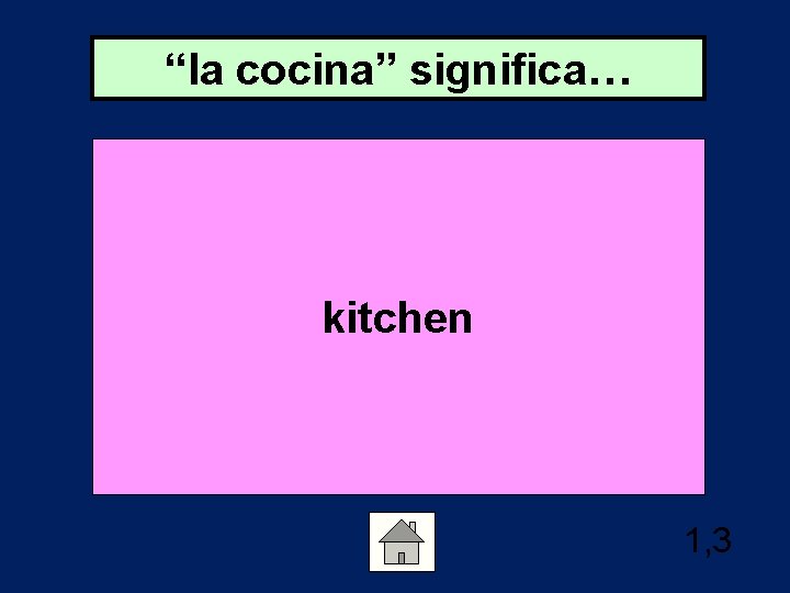 “la cocina” significa… kitchen 1, 3 