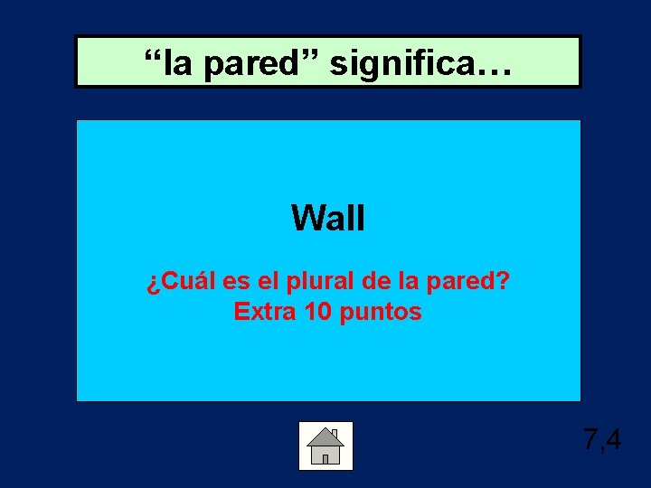 “la pared” significa… Wall ¿Cuál es el plural de la pared? Extra 10 puntos