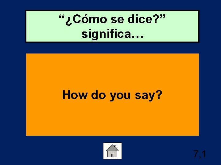 “¿Cómo se dice? ” significa… How do you say? 7, 1 