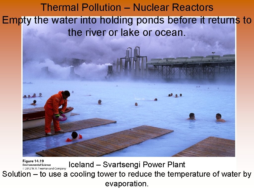 Thermal Pollution – Nuclear Reactors Empty the water into holding ponds before it returns