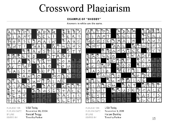 Crossword Plagiarism 15 