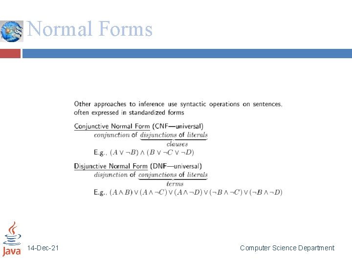 Normal Forms 14 -Dec-21 Computer Science Department 