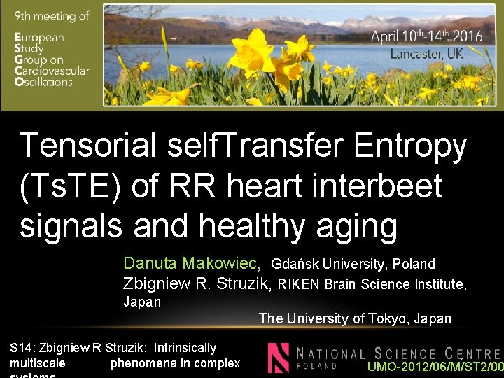 TENSORIAL TRANSFER ENTROPY W LANCASTER Tensorial self. Transfer Entropy (Ts. TE) of RR heart