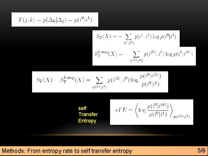 self Transfer Entropy Methods: From entropy rate to self transfer entropy 5/9 