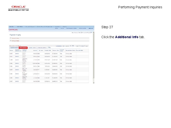 Performing Payment Inquiries Step 27 Click the Additional Info tab. 