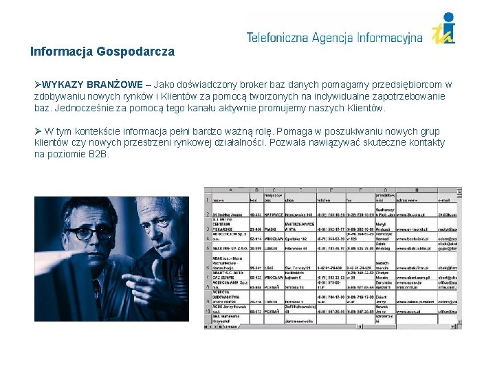 Informacja Gospodarcza ØWYKAZY BRANŻOWE – Jako doświadczony broker baz danych pomagamy przedsiębiorcom w zdobywaniu Informacja Gospodarcza ØWYKAZY BRANŻOWE – Jako doświadczony broker baz danych pomagamy przedsiębiorcom w zdobywaniu