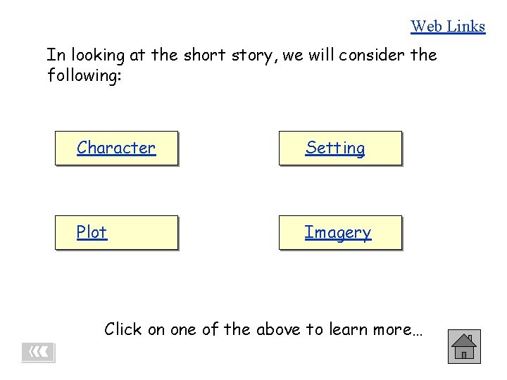 Web Links -THE SHORT STORY. LINKING TO… In looking at the short story, we